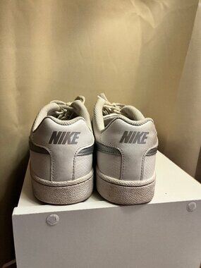 [#8] Nike Court Vision Low White Silver Swoosh Sneakers Women's 9.5